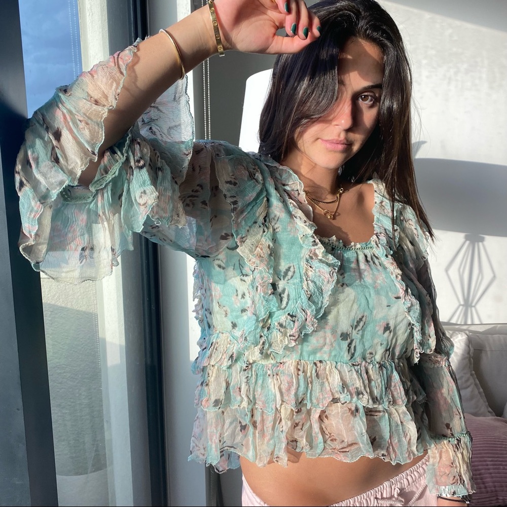 Love Sam turquoise blue blouse